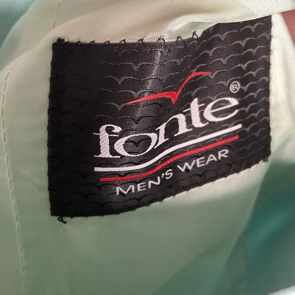 Fonte Mint Green Wool Blazer Mens Size 48 Gold‎ Embroidery Mandarin Stand Collar